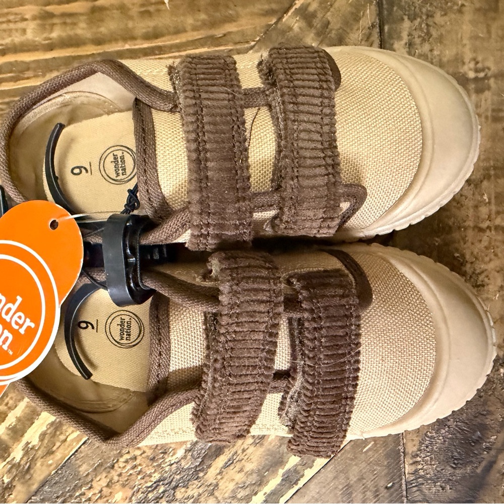 wonder nation Brown and Tan Velcro Canvas Sneakers